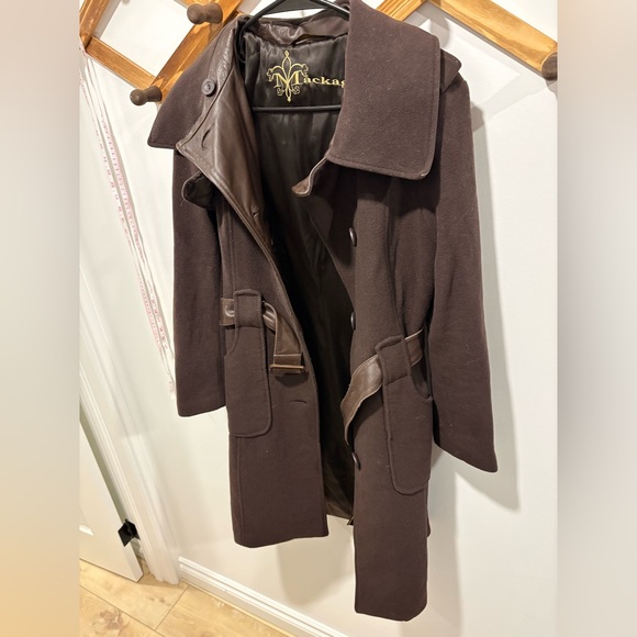 Mackage Women's Brown leather/wool/cashmere mix Coat - Picture 10 of 16